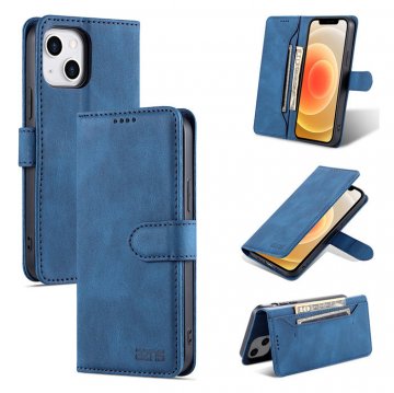 AZNS iPhone 13 Vintage Wallet Magnetic Kickstand Case Blue
