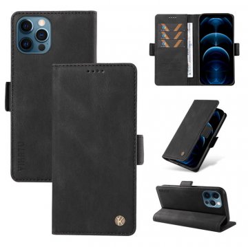 YIKATU iPhone 12 Pro Max Skin-touch Wallet Kickstand Case Black
