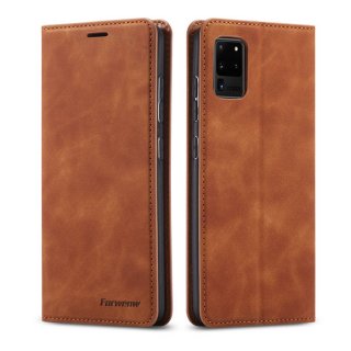 Forwenw Samsung Galaxy S20 Ultra Wallet Kickstand Magnetic Case Brown