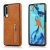 Huawei P30 Zipper Wallet PU Leather Case Cover Brown