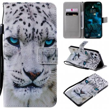 iPhone 12 Pro Max Embossed White Leopard Wallet Magnetic Stand Case
