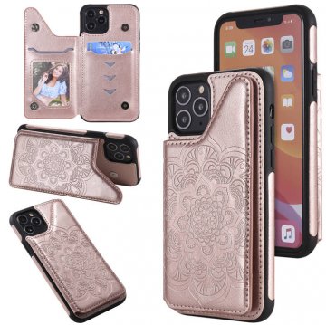 iPhone 11 Pro Embossed Wallet Magnetic Stand Case Rose Gold