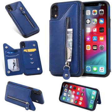 iPhone XR Wallet Magnetic Kickstand Shockproof Cover Blue