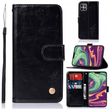 iPhone 12/12 Pro Premium Vintage Wallet Kickstand Case Black