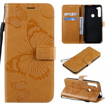 Motorola One Fusion Plus Embossed Butterfly Wallet Magnetic Stand Case Yellow