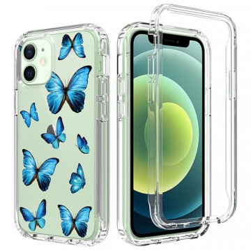 iPhone 12 Mini Clear Bumper TPU Blue Butterfly Case