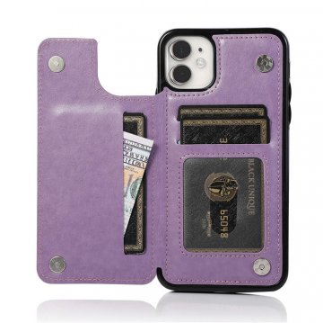 Mandala Embossed iPhone 11 Case with Card Holder Purple