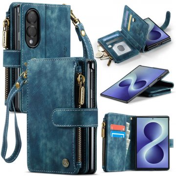 CaseMe Samsung Galaxy Z Fold8 Wallet Case with Zipper Pocket & Wireless Charging Blue