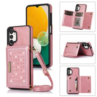 Bling Crossbody Wallet Samsung Galaxy A13 5G Case with Strap Rose Gold