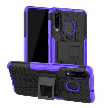 Samsung Galaxy A20 Hybrid Rugged PC + TPU Kickstand Case Purple