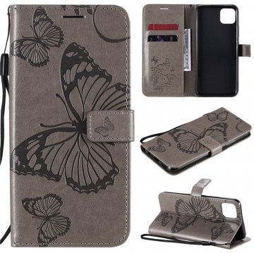 OPPO Realme C11 Embossed Butterfly Wallet Magnetic Stand Case Gray