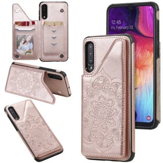 Samsung Galaxy A50 Embossed Wallet Magnetic Stand Case Rose Gold
