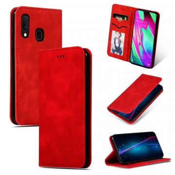 Samsung Galaxy A20e Magnetic Flip Wallet Stand Case Red