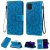 iPhone 11 Embossed Sunflower Wallet Stand Case Blue