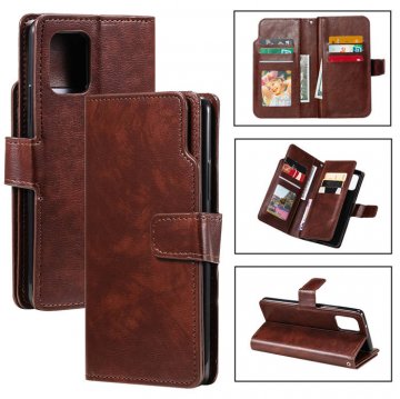 Samsung Galaxy A42 5G Wallet 9 Card Slots Magnetic Case Brown