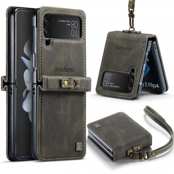 Autspace Samsung Galaxy Z Flip4 5G Case with Hand Strap Coffee