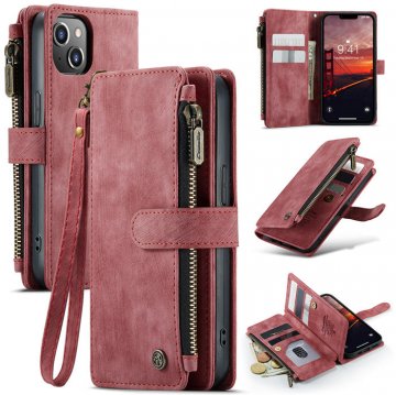 CaseMe iPhone 14 Wallet Magnetic Case with Wrist Strap Red