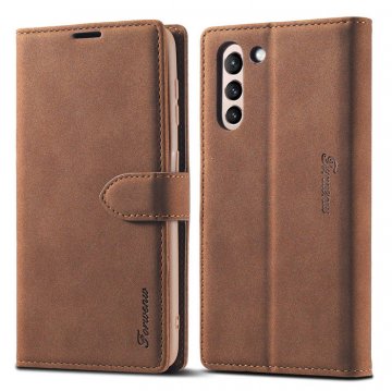 Forwenw Samsung Galaxy S21 Ultra Wallet Magnetic Kickstand Case Brown