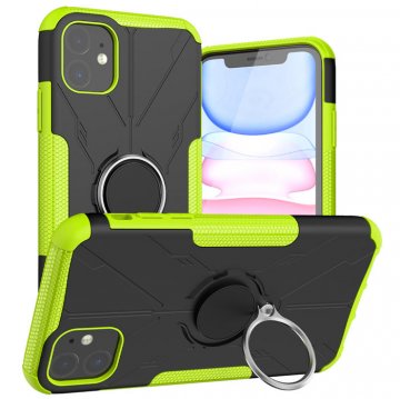 iPhone 11 Hybrid Rugged PC + TPU Ring Kickstand Case Green