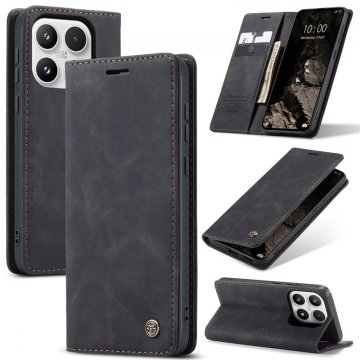 CaseMe Xiaomi 17 Wallet Magnetic Suede Leather Case Black