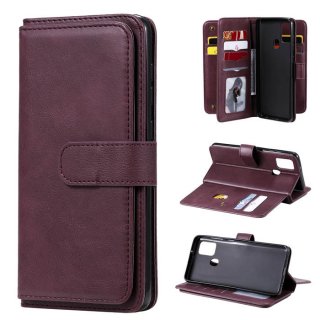 Samsung Galaxy A21S Multi-function 10 Card Slots Wallet Case Claret