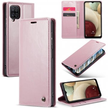 CaseMe Samsung Galaxy A12 Wallet Kickstand Magnetic Case Pink