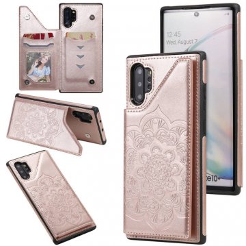 Samsung Galaxy Note 10 Plus Embossed Wallet Magnetic Stand Case Rose Gold
