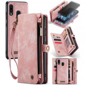 CaseMe Samsung Galaxy A20 Wallet Case with Wrist Strap Pink