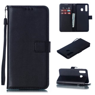 Samsung Galaxy A20 Wallet Kickstand Magnetic Leather Case Black