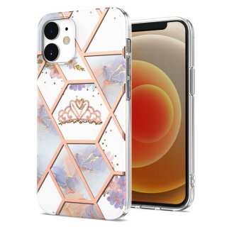 iPhone 12 Flower Pattern Marble Electroplating TPU Case Crown