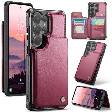 CaseMe Samsung Galaxy S26 Ultra RFID Blocking Card Holder Case with Kickstand Red