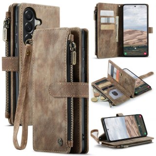 CaseMe Samsung Galaxy A57 Wallet kickstand Case with Wrist Strap Coffee