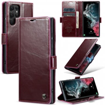 CaseMe Samsung Galaxy S22 Ultra Wallet Kickstand Magnetic Case Red