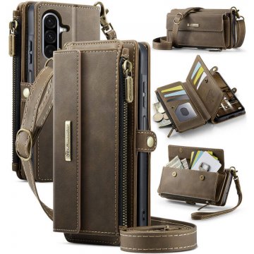 CaseMe Samsung Galaxy A17 Crossbody Wallet Case with RFID Blocking Coffee