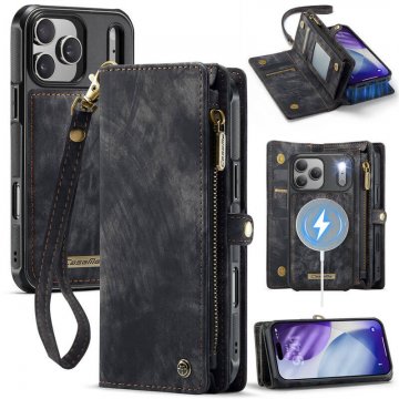 CaseMe iPhone 17 Pro 2-in-1 Magnetic Wallet Case with MagSafe & RFID Blocking Black