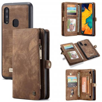 CaseMe Samsung Galaxy A40 Zipper Wallet Detachable 2 in 1 Case Coffee