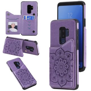 Samsung Galaxy S9 Plus Embossed Wallet Magnetic Stand Case Purple