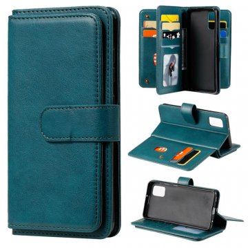Samsung Galaxy A41 Multi-function 10 Card Slots Wallet Case Dark Green