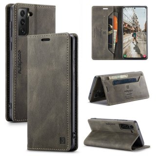 Autspace Samsung Galaxy S21 FE Wallet Kickstand Case Coffee