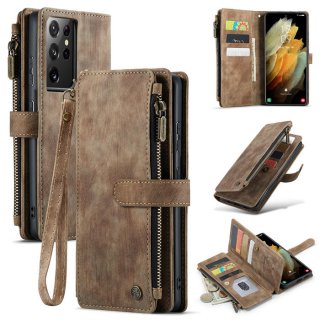 CaseMe Samsung Galaxy S21 Ultra Wallet Kickstand Case Coffee