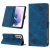 Skin-friendly Samsung Galaxy S21 Plus Wallet Stand Case with Wrist Strap Blue