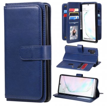 Samsung Galaxy Note 10 Plus Multi-function 10 Card Slots Wallet Case Dark Blue