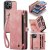 CaseMe iPhone 13 Zipper Wallet Case with Wrist Strap Pink