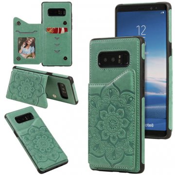 Samsung Galaxy Note 8 Embossed Wallet Magnetic Stand Case Green