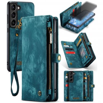 CaseMe Samsung Galaxy S23 Wallet Case with Wrist Strap Blue