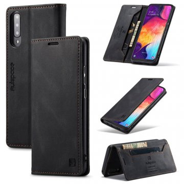 Autspace Samsung Galaxy A50 Wallet Kickstand Magnetic Case Black