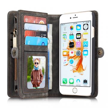 CaseMe iPhone 6S/6 Zipper Wallet Detachable 2 in 1 Folio Case Black