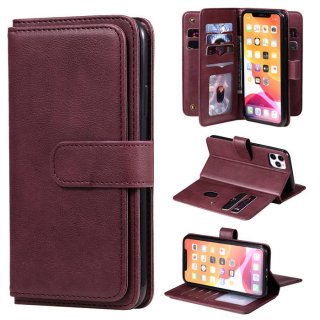 iPhone 11 Pro Max Multi-function 10 Card Slots Wallet Case Claret