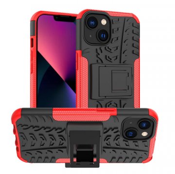 Dual Layer Hybrid Anti-Slip iPhone 14 Kickstand Case Red