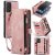 CaseMe Samsung Galaxy A72 Zipper Wallet Case with Wrist Strap Pink